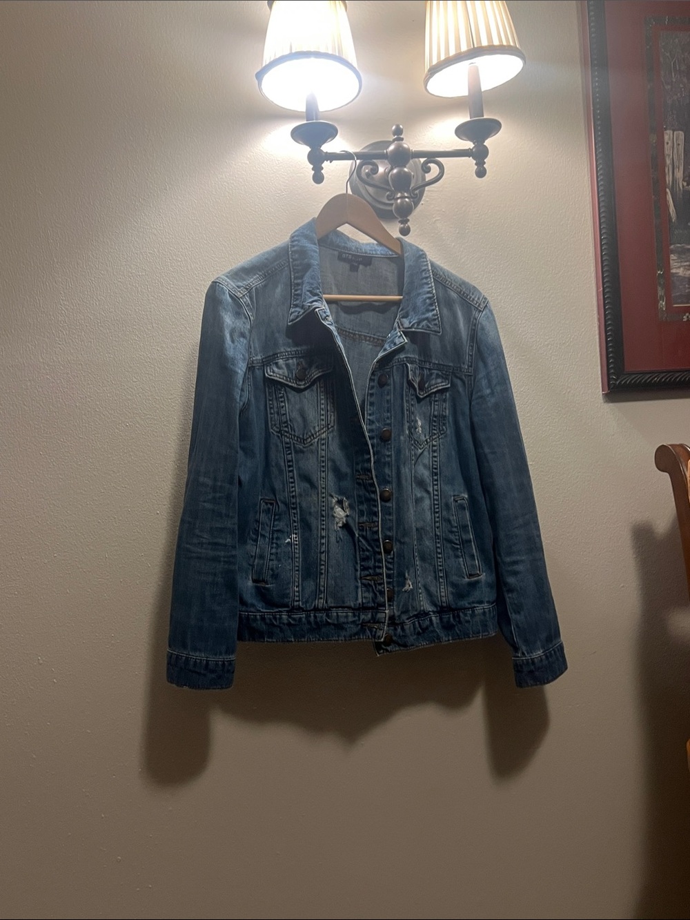 STS Blue Women's Distressed Denim Jacket - Medium Blue Wash